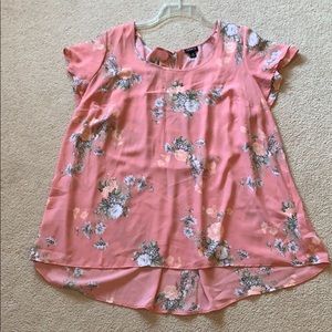 Torrid Pink Flower Pattern Shirt Georgette Style